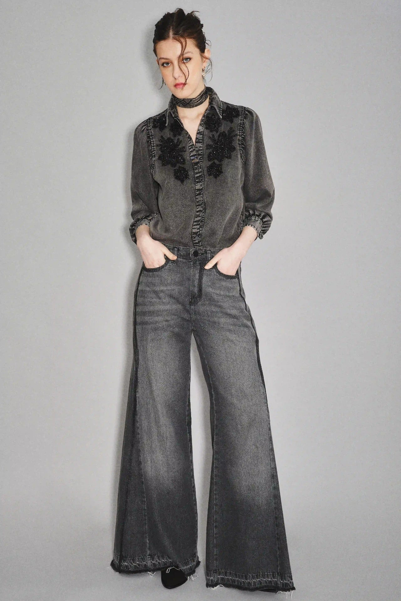 JEAN OXFORD PATCH REED BLACK