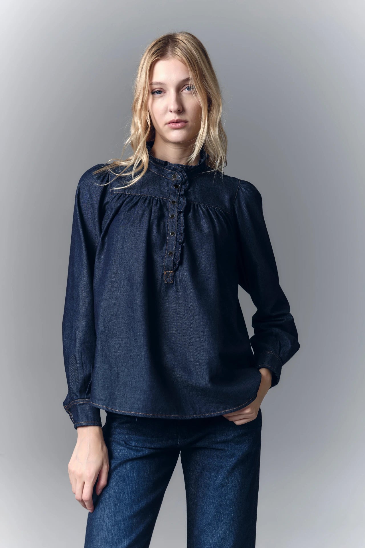 CAMISA RUFFLES DENIM