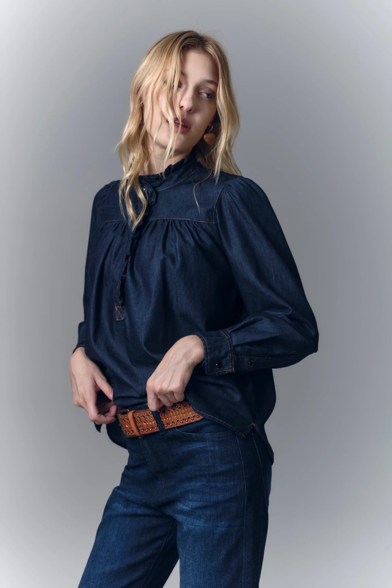 CAMISA RUFFLES DENIM